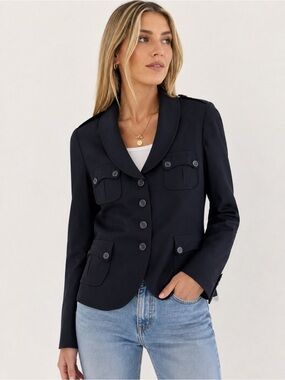 Tabala Couture Paris Made in France Dark Navy Military Blazer XS
